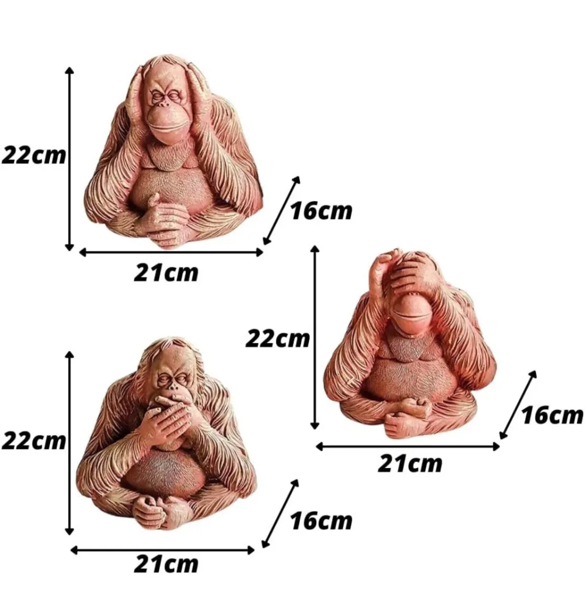 NEW 3 Wise Monkeys Garden Ornaments - Image 3