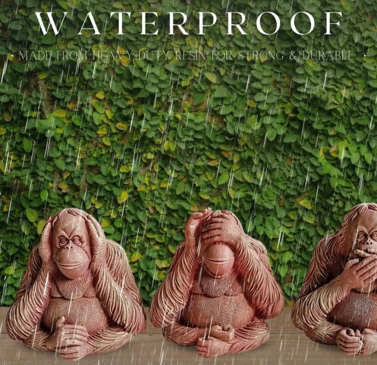 NEW 3 Wise Monkeys Garden Ornaments - Image 4
