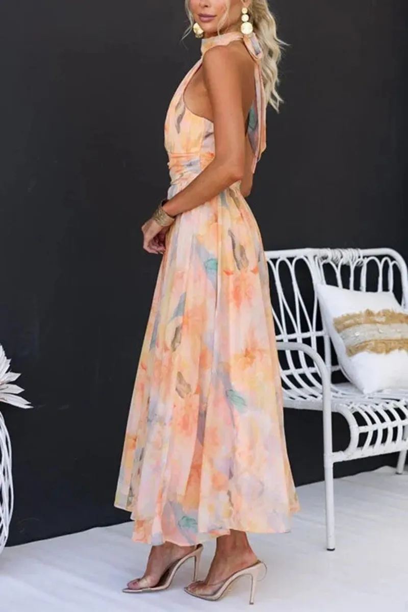 HALTER NECK MAXI DRESS | OPEN BACK - Image 1