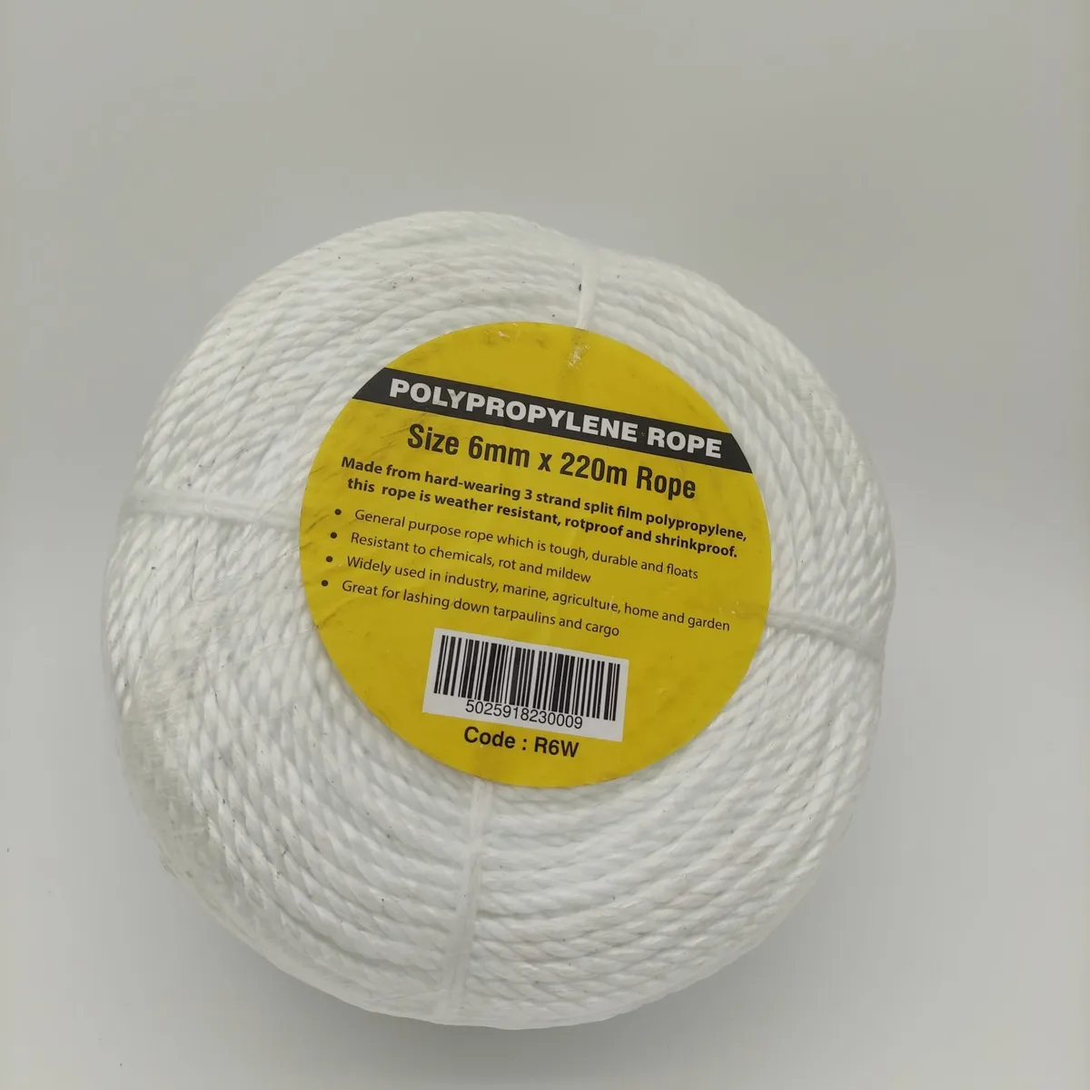 General purpose poly rope - 6mm / 220m - White - Image 1