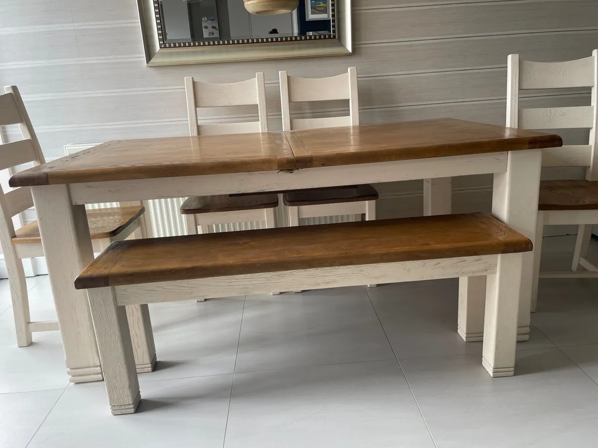 Kitchen table, bench and chairs - Image 2
