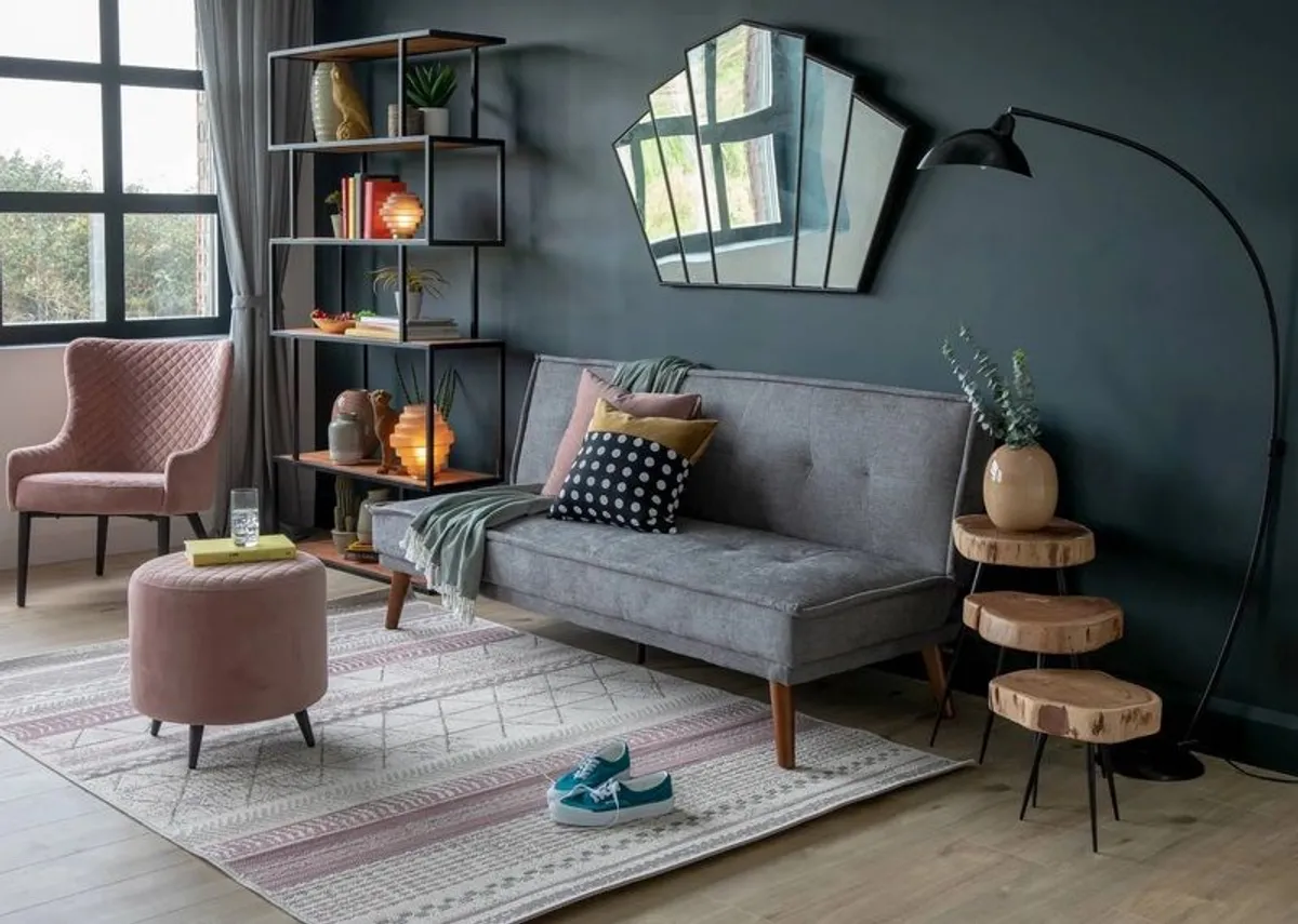 3 Seater Grey Fabric Sofa Bed - Seattle 82-109cm d  x  181cm w  x  83cm h - Image 3