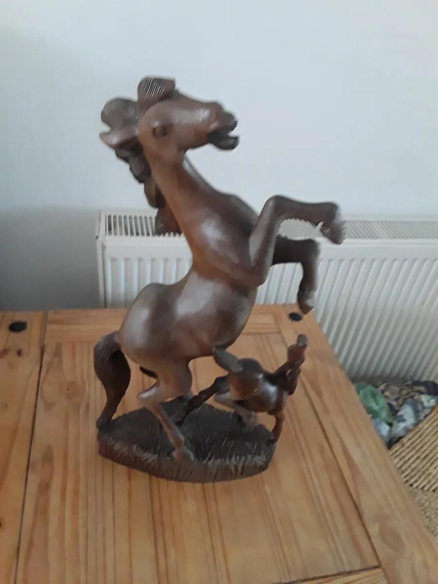 Tall handcrafted horse and fold solid wood heavy - Image 1