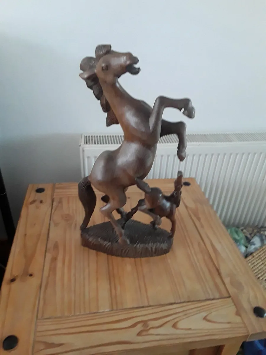 Tall handcrafted horse and fold solid wood heavy - Image 3