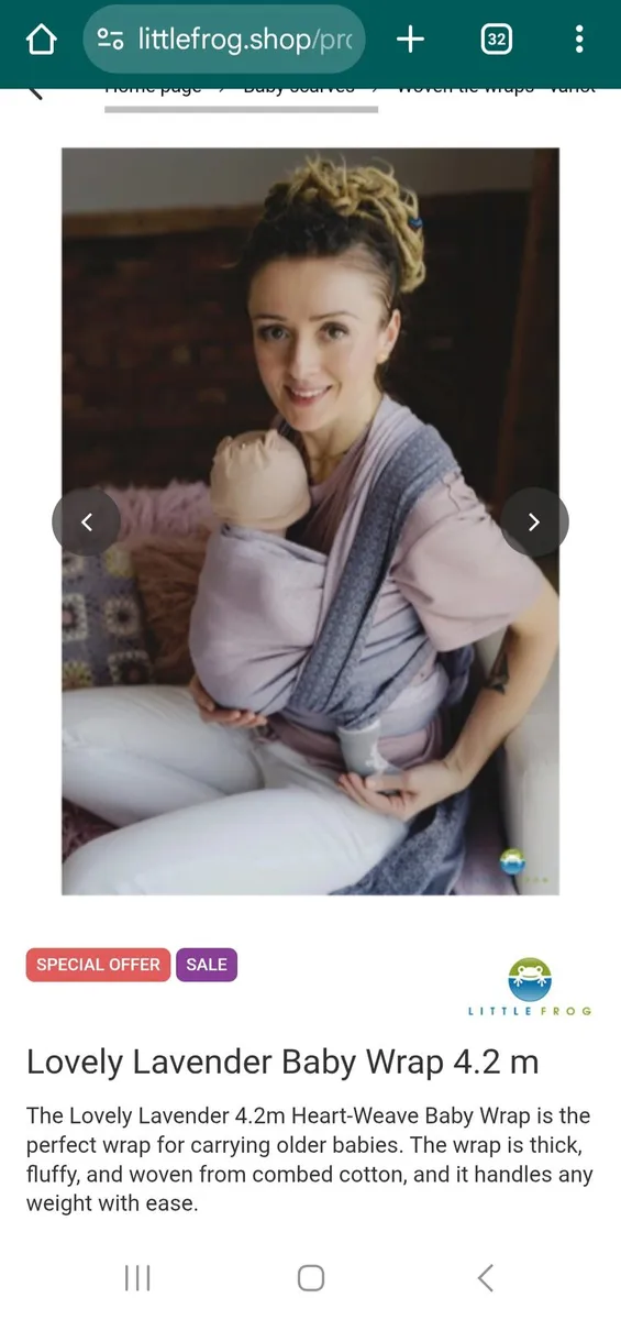 Little Frog woven wrap carrier - Image 4