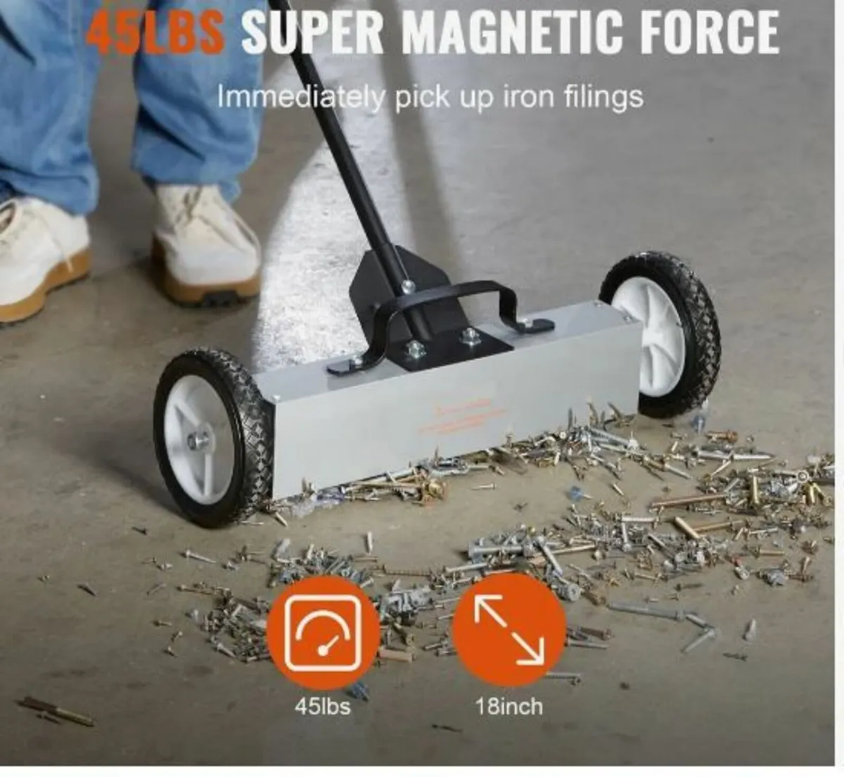 45Lbs Rolling Magnetic Sweeper with Wheels - Image 2