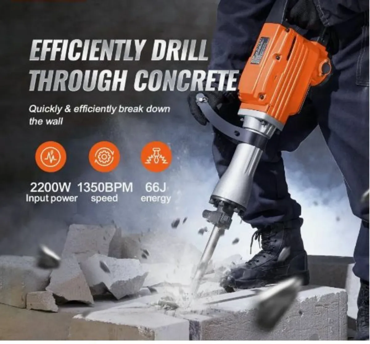 Demolition Jack Hammer Concrete Breaker 2200W - Image 2