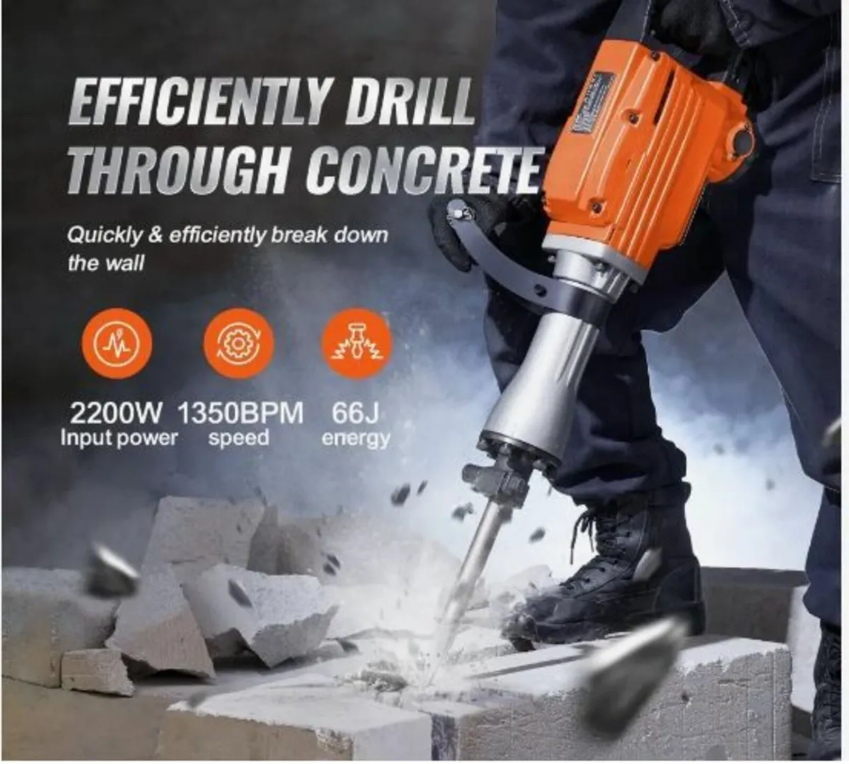 Demolition Jack Hammer Concrete Breaker 2200W - Image 3