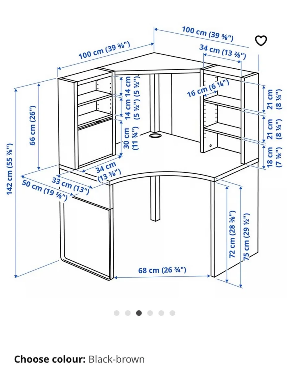 Black IKEA Corner Desk/Work Station - Image 2