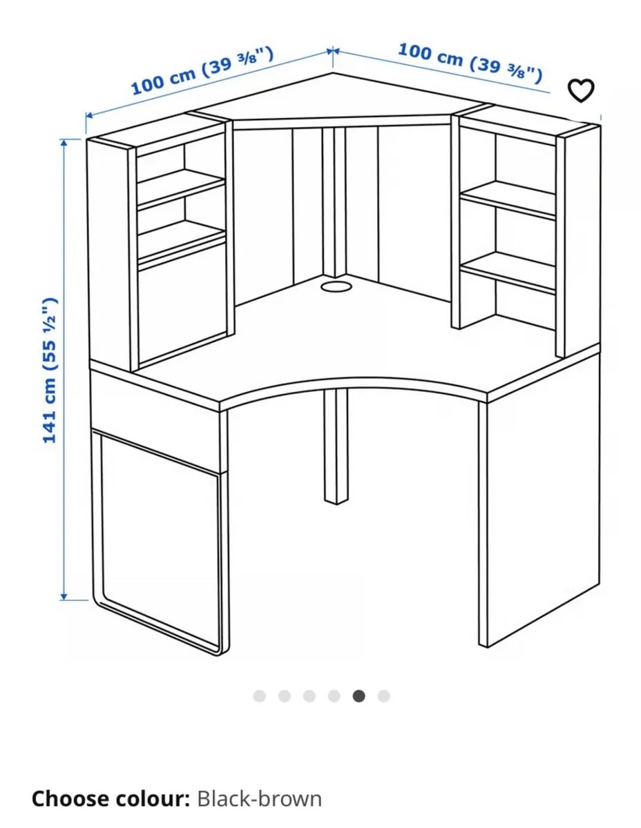 Black IKEA Corner Desk/Work Station - Image 3