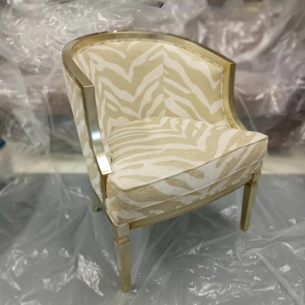 Armchair Silver leaf w/zebra fabric - Image 1