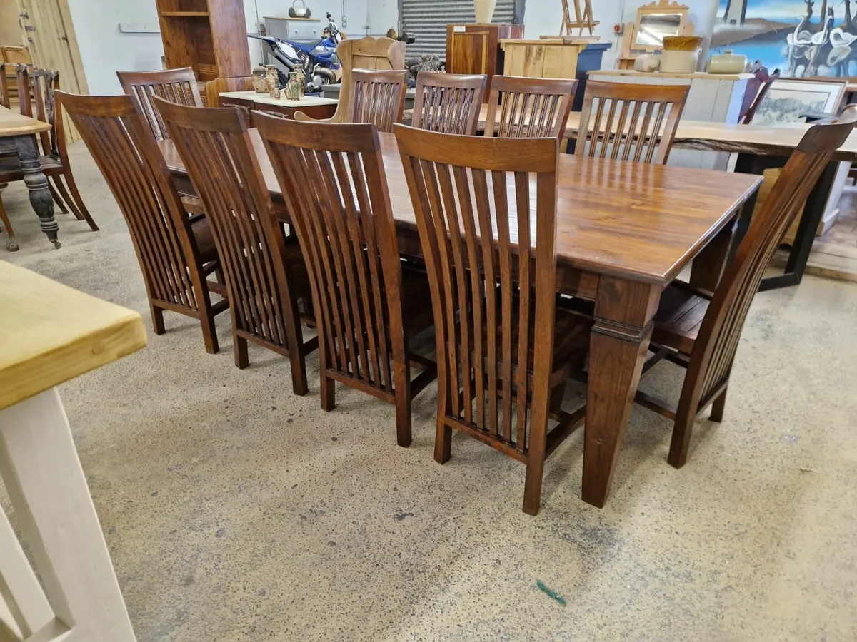 8ft dark oak table,  10 chairs - Image 3
