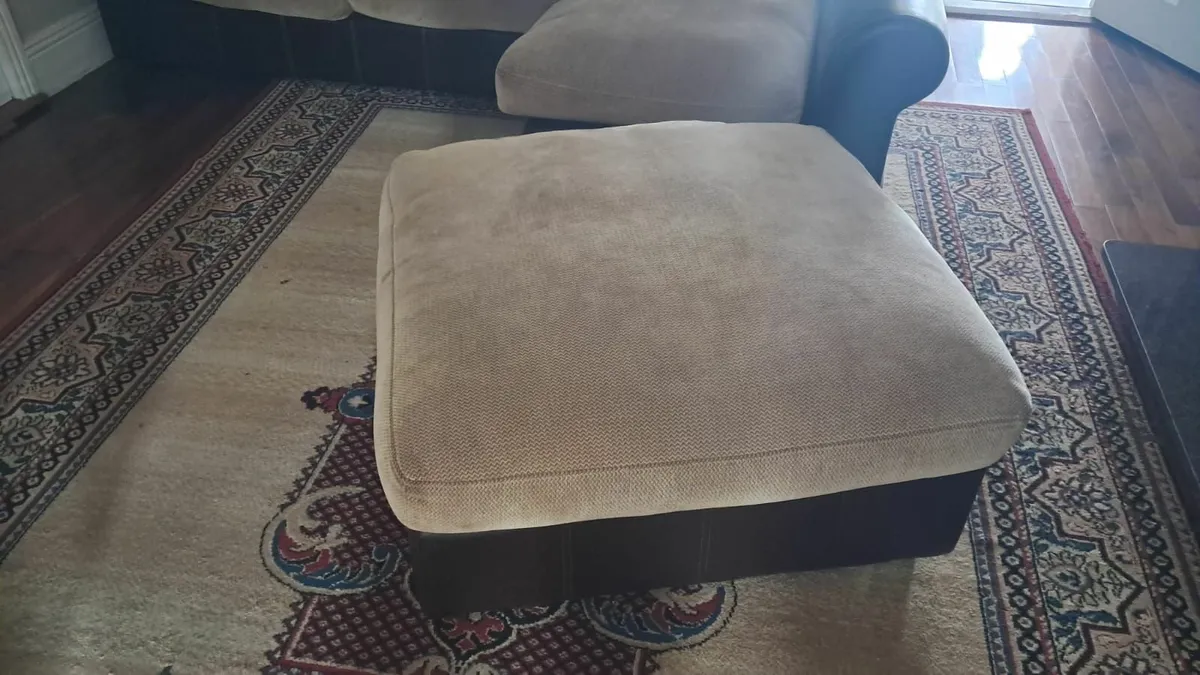 L shaped couch and foot stool - Image 2
