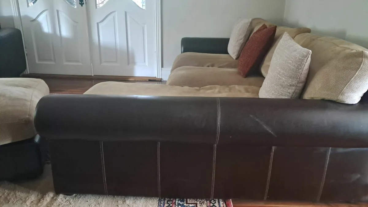 L shaped couch and foot stool - Image 3