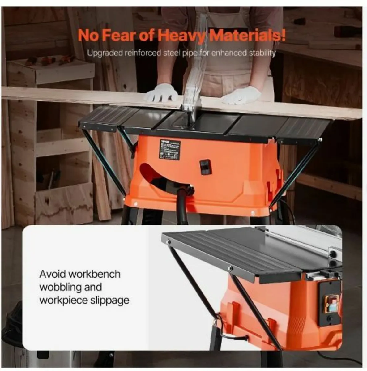 Table Saw with Stand, 1800 W Portable Compact - Image 3