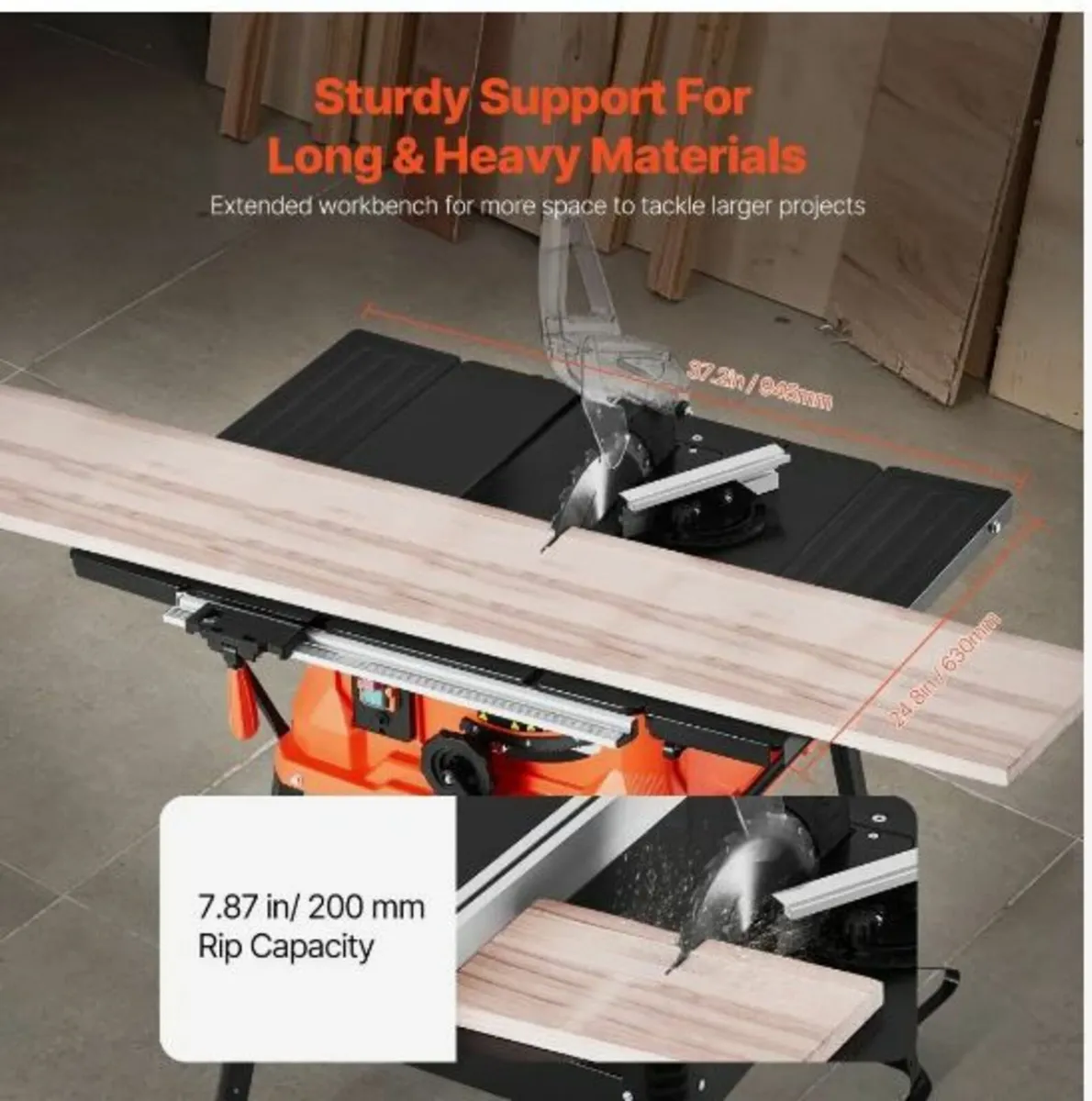 Table Saw with Stand, 1800 W Portable Compact - Image 4