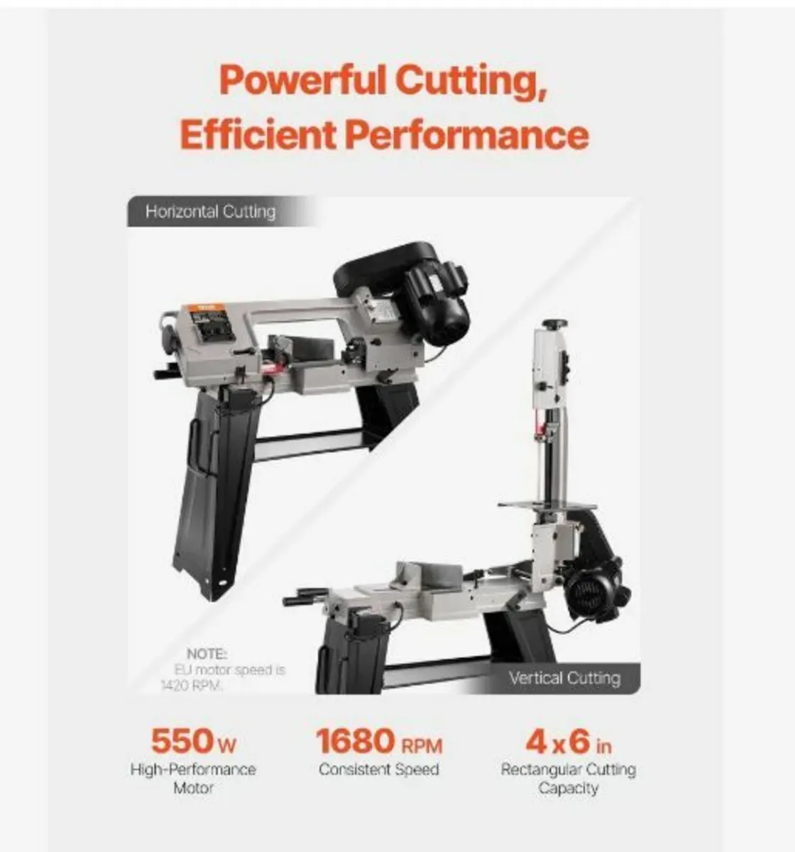 Metal Band Saw with Base, Rectangular Cutting - Image 2