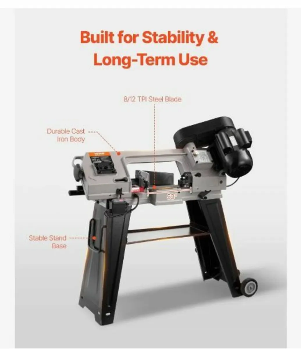 Metal Band Saw with Base, Rectangular Cutting - Image 3
