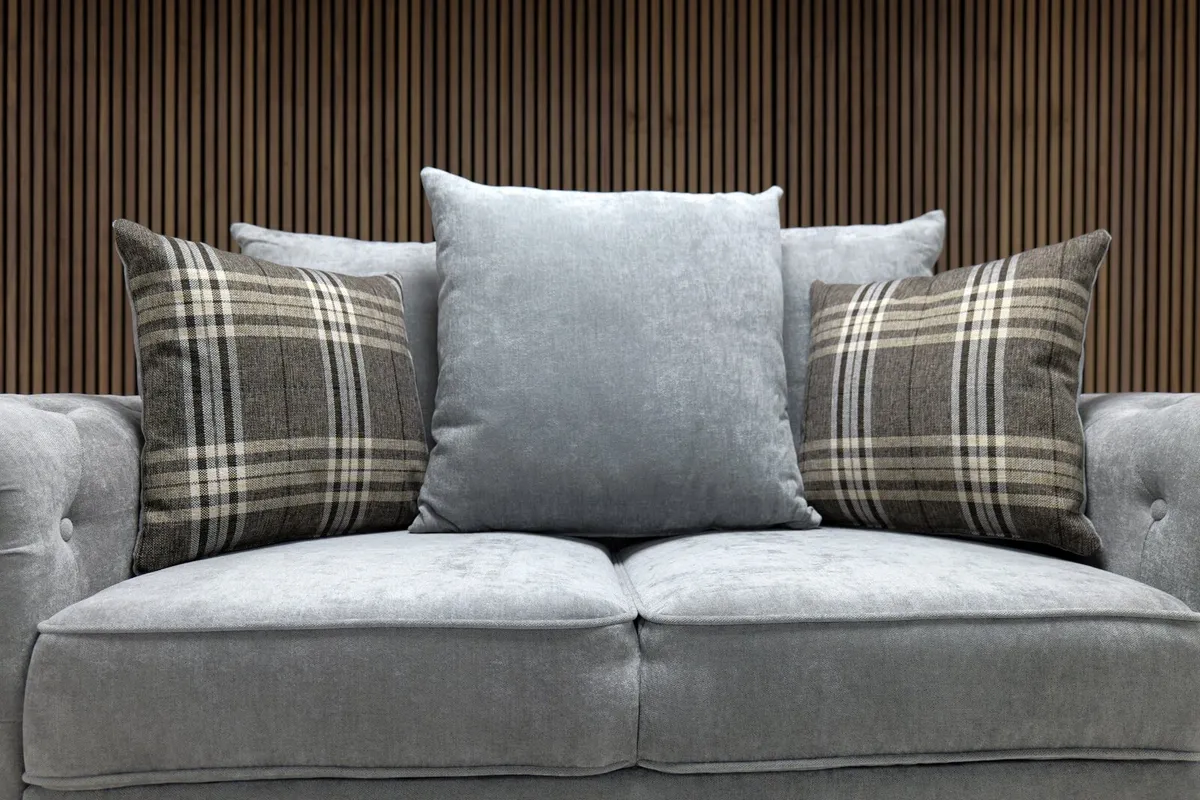 Verona 2-Seater Scatterback Grey Fabric Sofa - Image 3