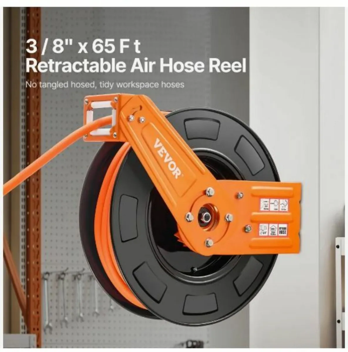Retractable Air Hose Reel 3/8 IN x 65 FT Hybrid - Image 3