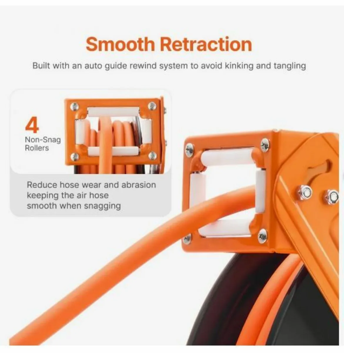 Retractable Air Hose Reel 3/8 IN x 65 FT Hybrid - Image 4