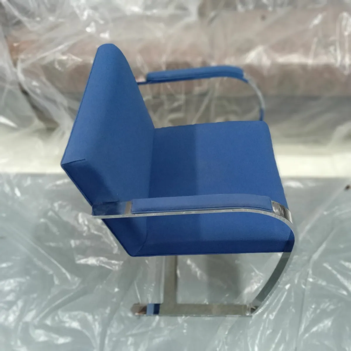 Armchair Chrome Fabric Blue (2 available) - Image 2