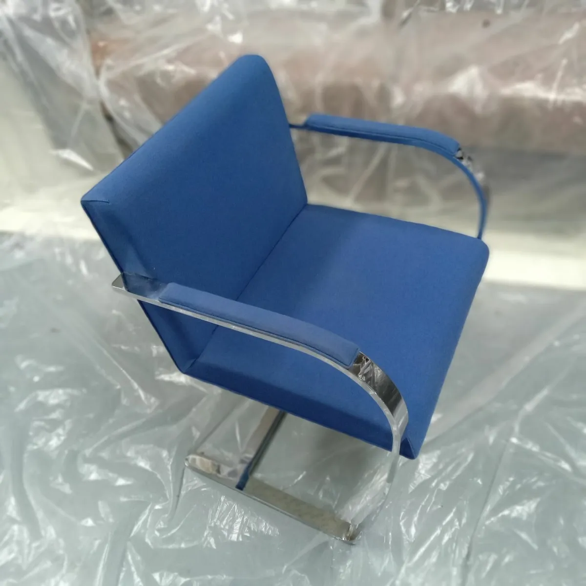 Armchair Chrome Fabric Blue (2 available) - Image 3