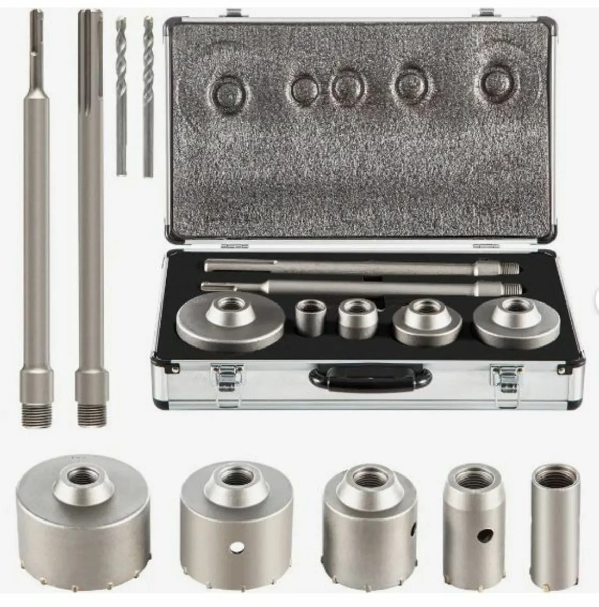 Concrete Hole Saw Kit, 30/40/65/80/100mm - Image 1