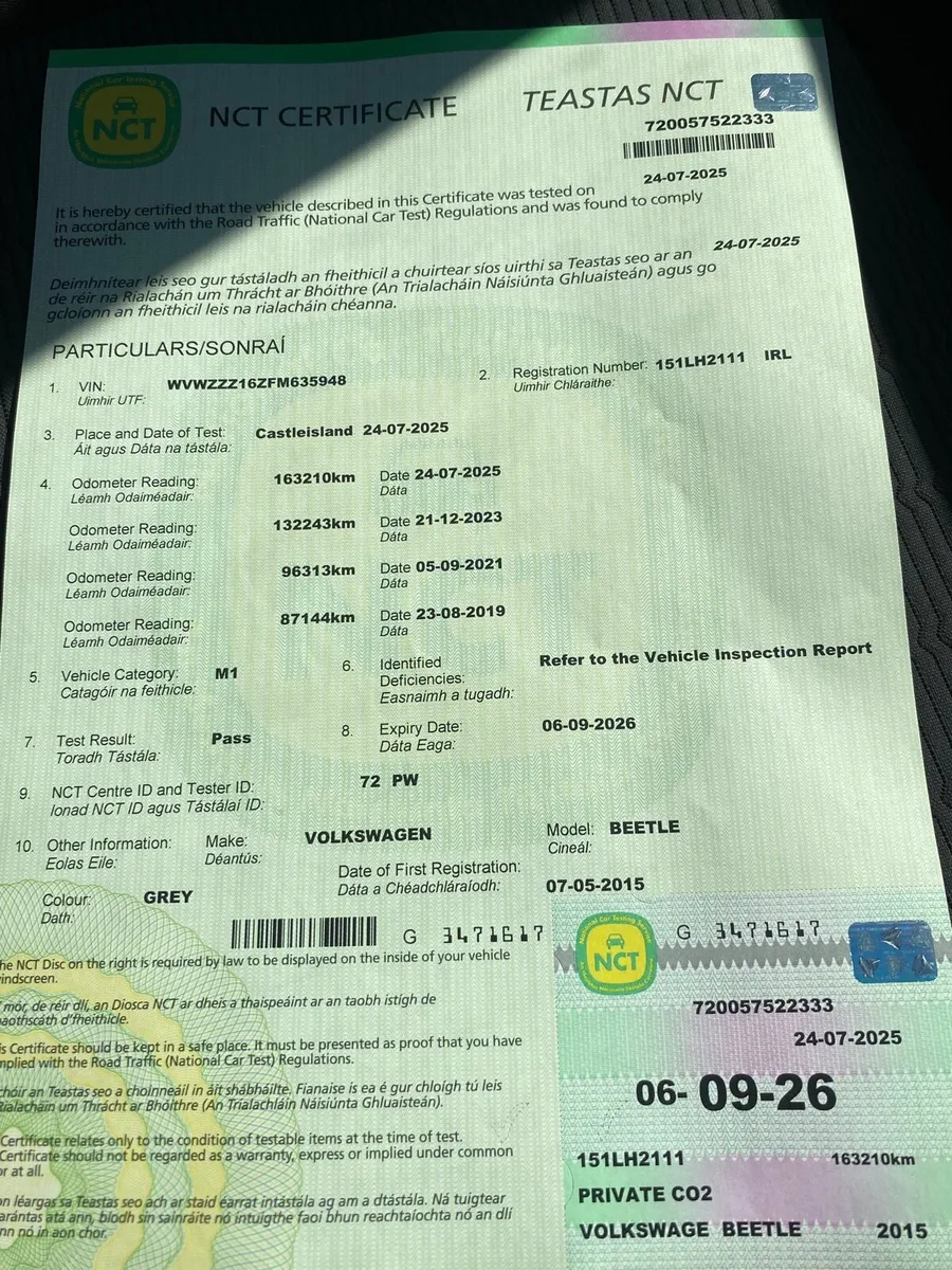 2015 VW BETTLE 2.0TDI NCT 9/26 TAXED 10/25 - Image 2