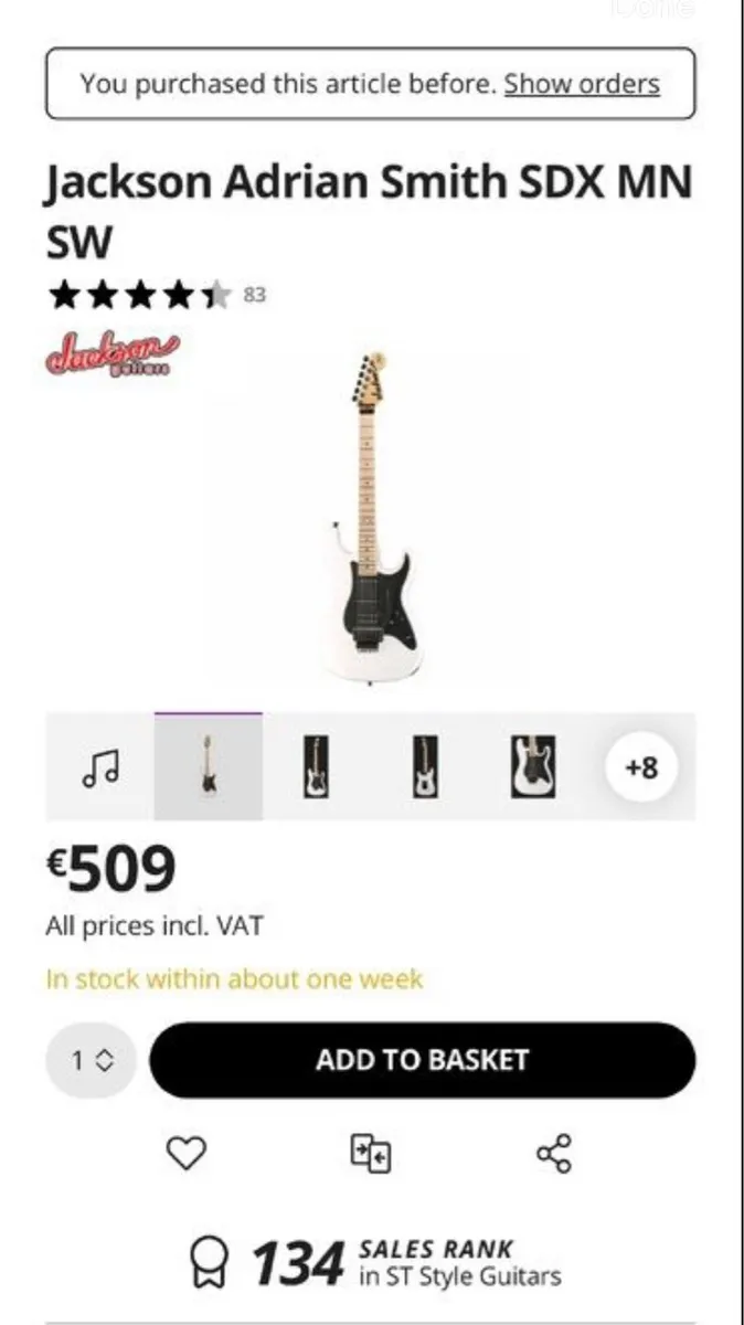 Jackson Adrian Smith SDX MN SW electric Guitar - Image 3