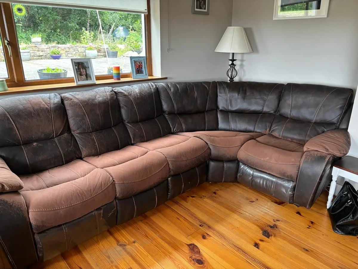 5Seater faux leather corner suite & Miele5s Vacuum - Image 1