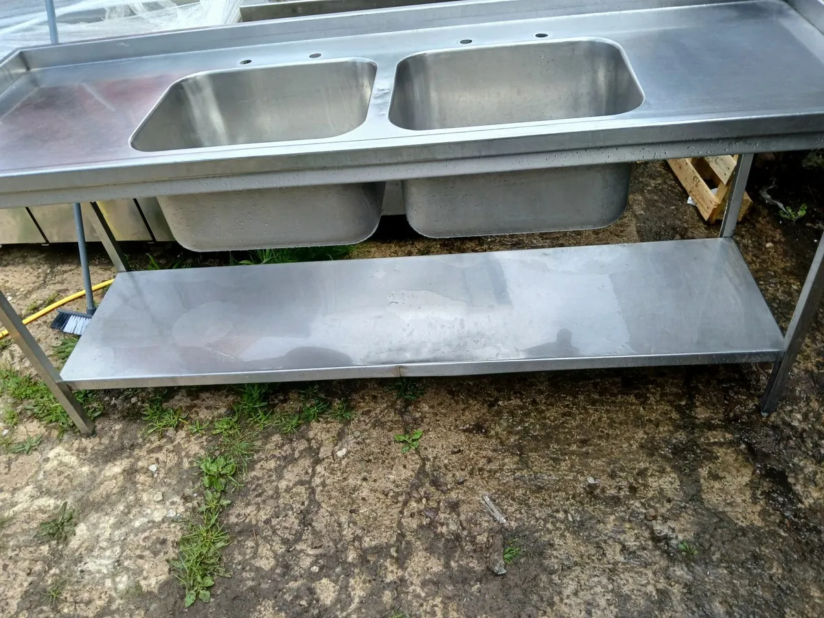 Stainless steel double sink unit complete - Image 1
