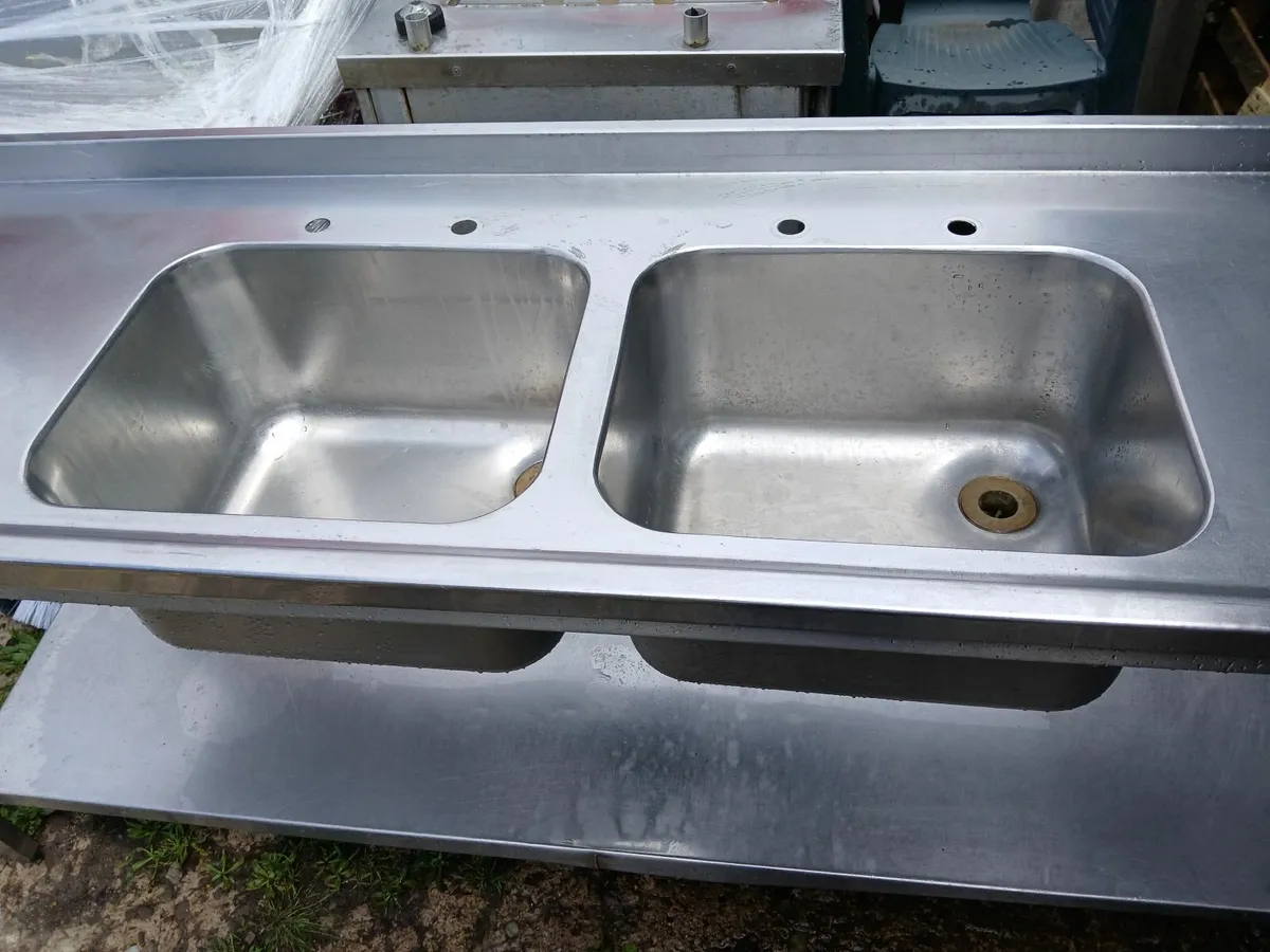Stainless steel double sink unit complete - Image 2