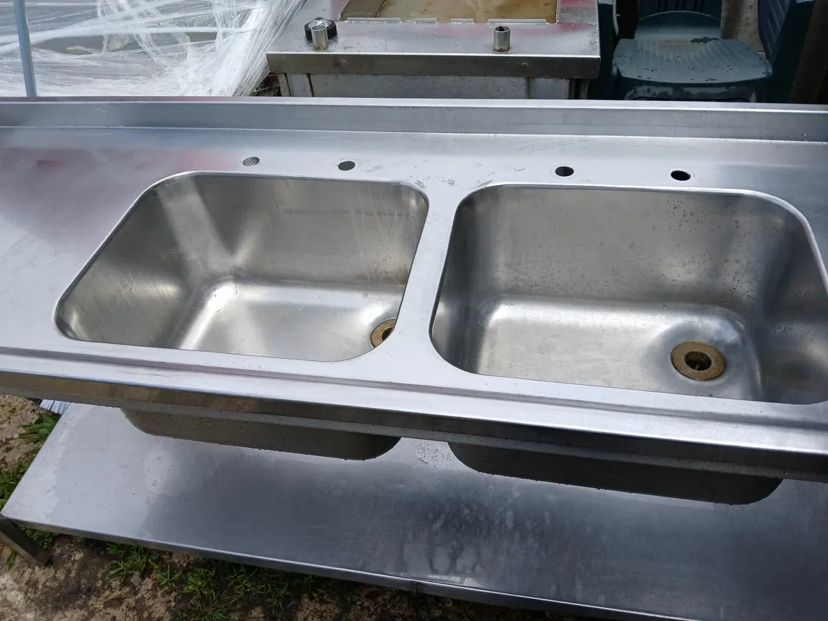 Stainless steel double sink unit complete - Image 3