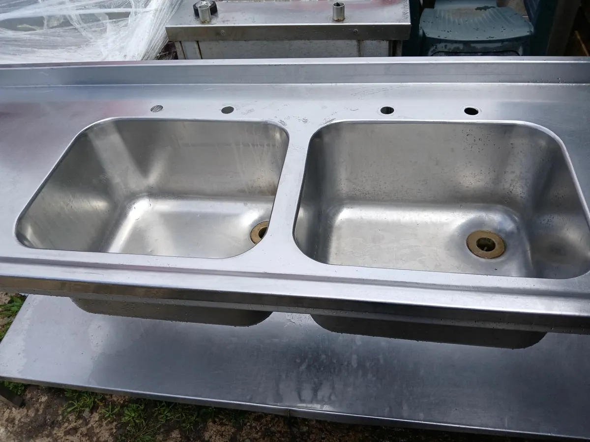 Stainless steel double sink unit complete - Image 4