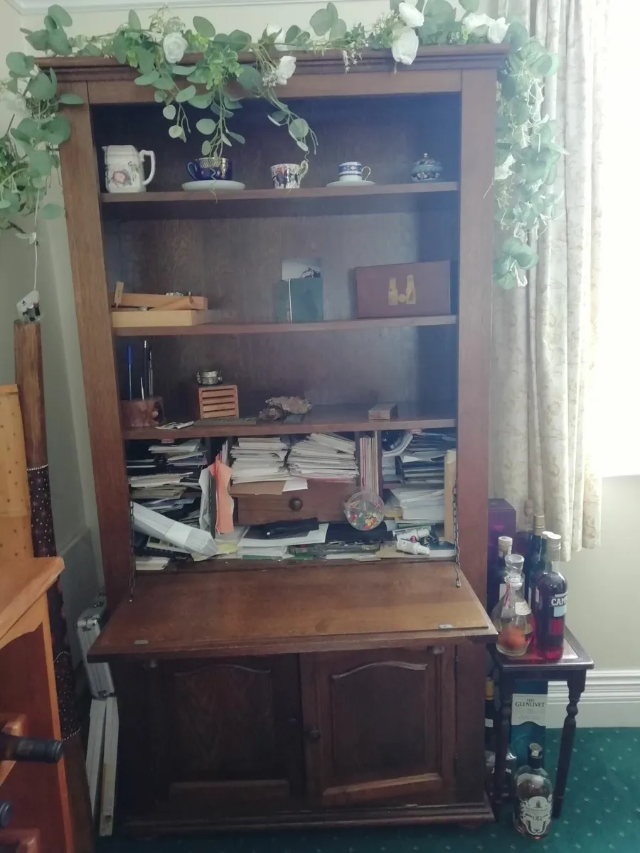 Bookcase with inbuilt desk, drawers and cupboards