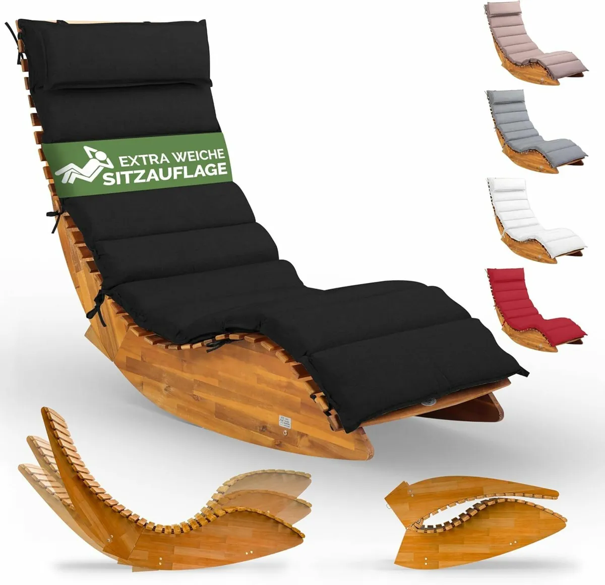 Sun Lounger with Cushion FSC Certified Swing Loung - Image 1