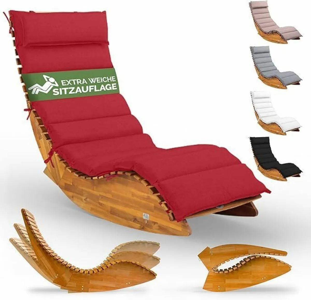 Sun Lounger with Cushion FSC Certified Swing Loung - Image 2
