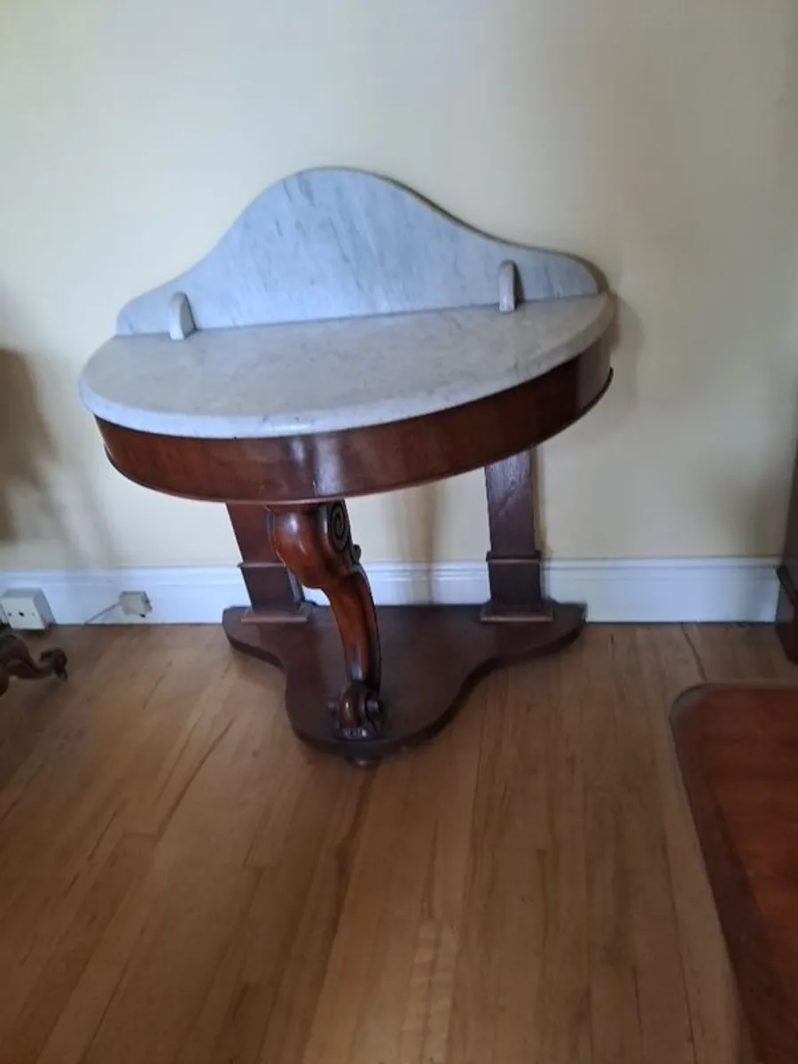 Mahogany Table with Marble Top - Image 4