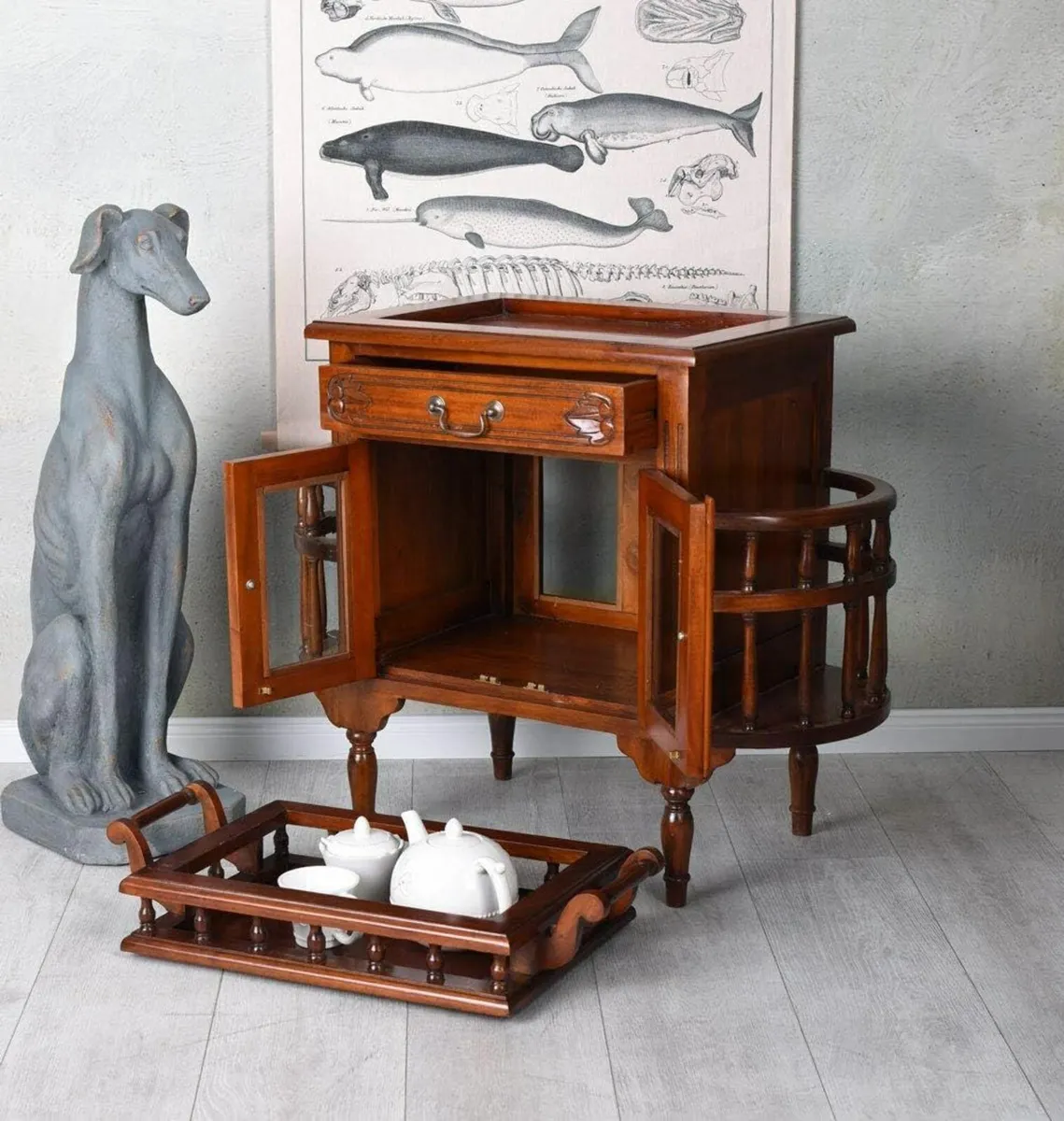 Solid Mahogany Bar Cabinet Handcrafted Colonial St - Image 2