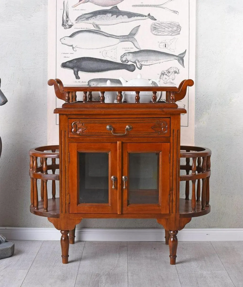 Solid Mahogany Bar Cabinet Handcrafted Colonial St - Image 3