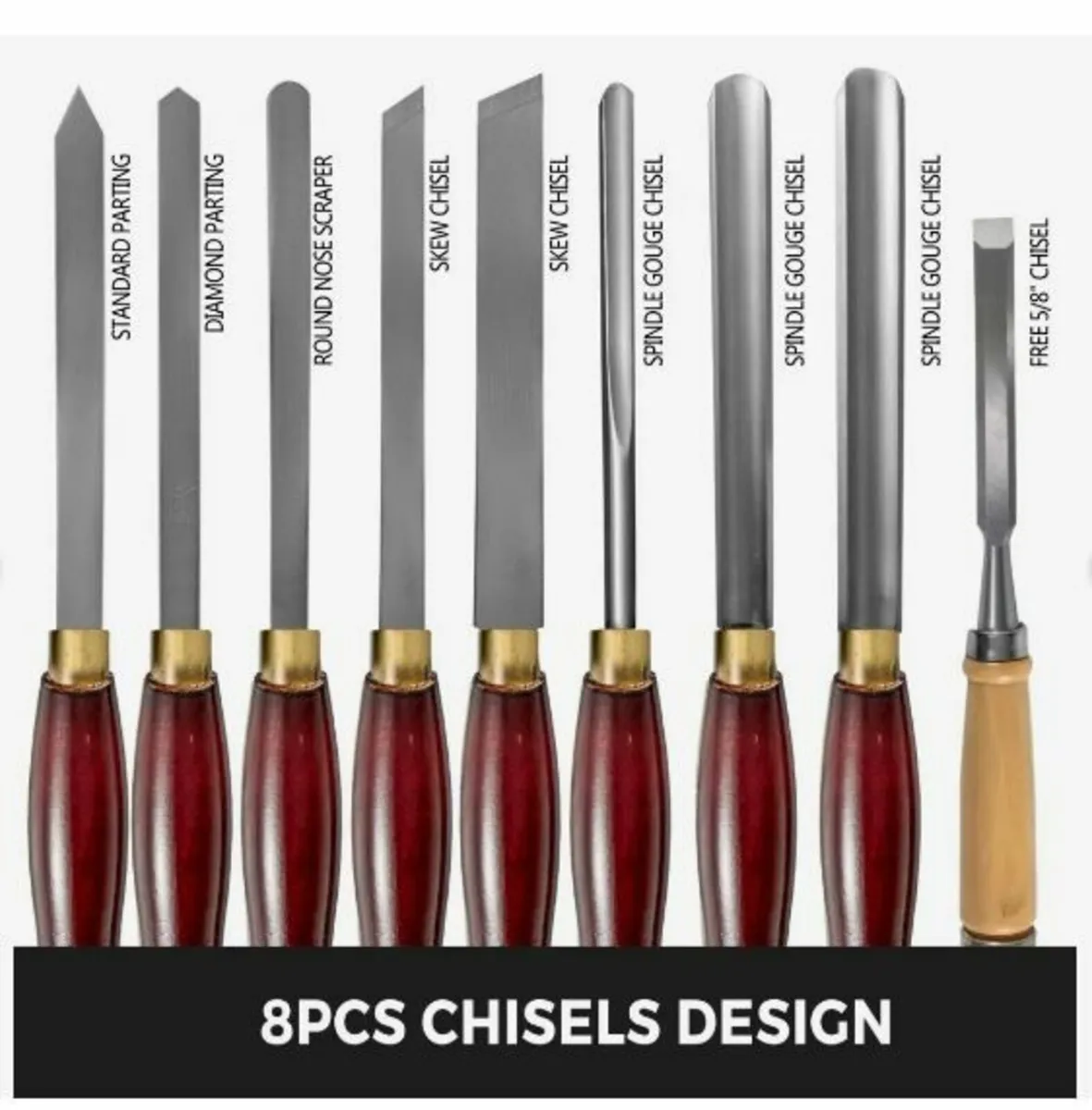 Wood Chisel Sets 8pcs Lathe Chisels - Image 2