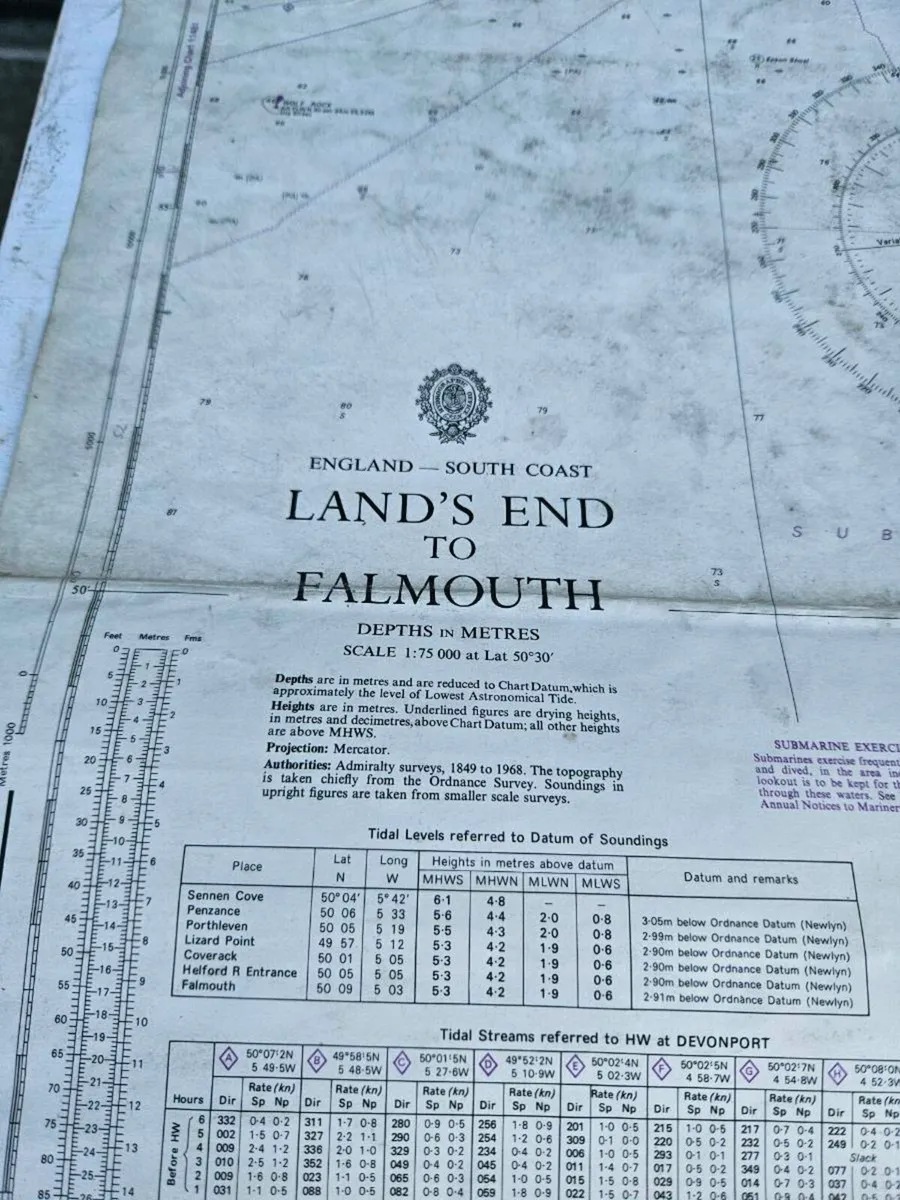 Vintage Map Chart Land's End to Falmouth - Image 2