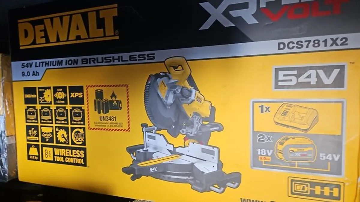DeWalt DCS781X2 54V XR Flexvolt Brushless 305mm Mitre Saw with 2x 9.0Ah Batteries