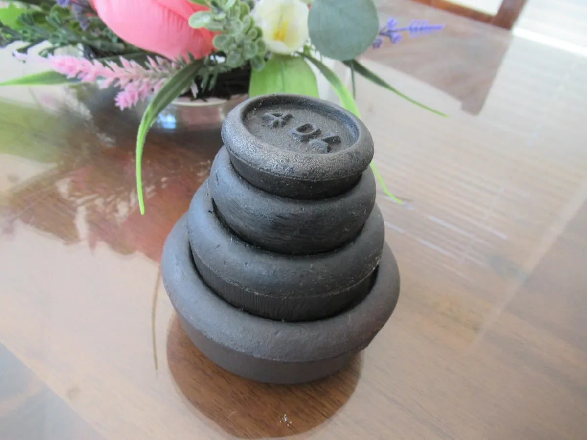 antique kitchen scales weights tools cast iron - Image 1