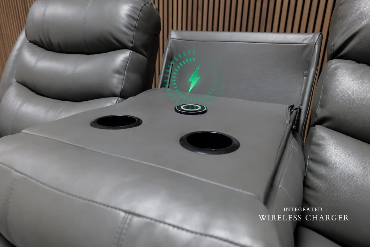 3+2 Roma Leather Wireless Charging Recliner - Image 4