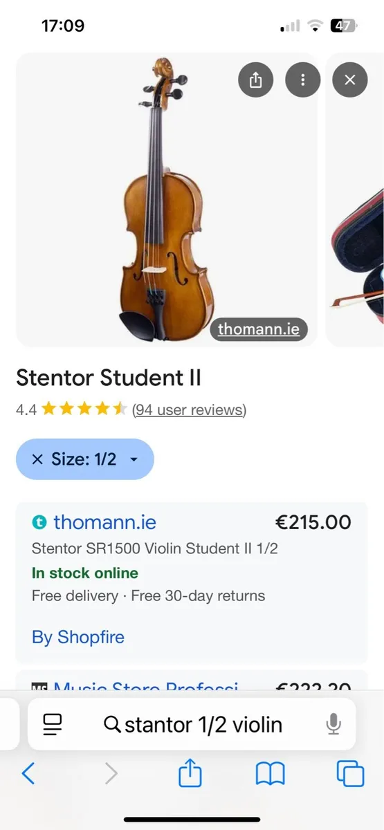 Stentor Student II 1/2 violin - Image 4