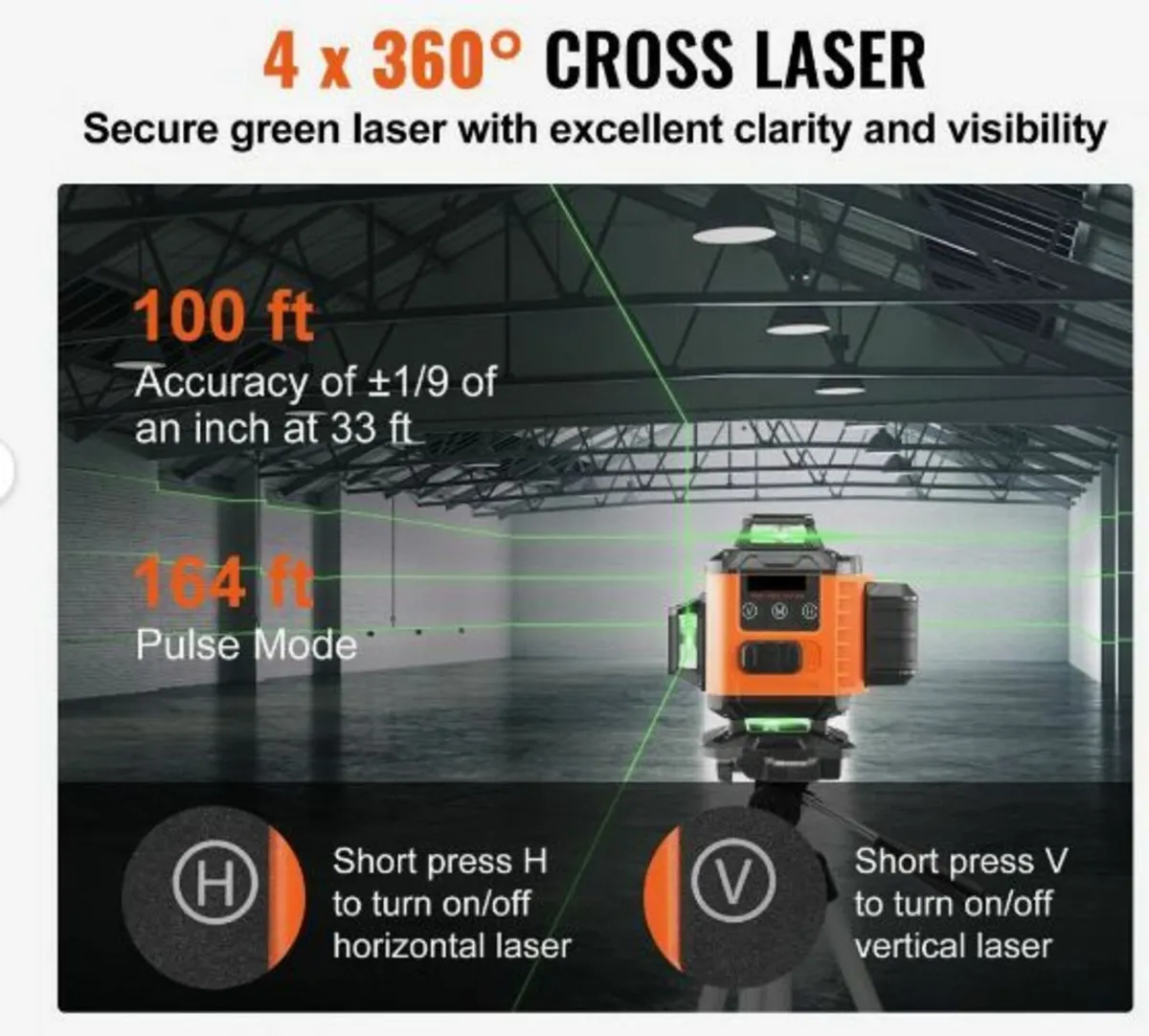 Laser Level 100ft Green Cross Line Self Leveling - Image 2