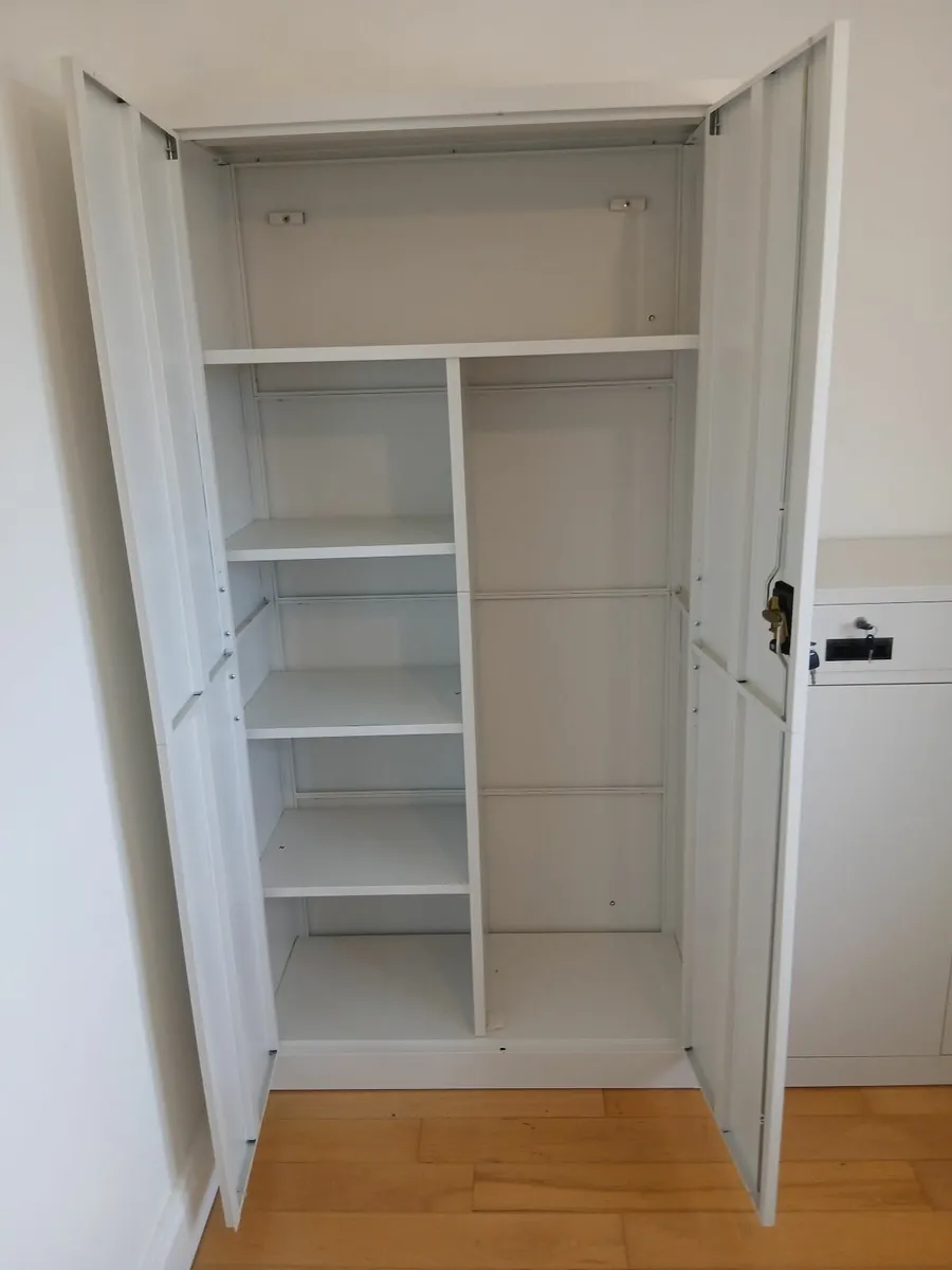 2 white Office storage Units with locks - Image 2