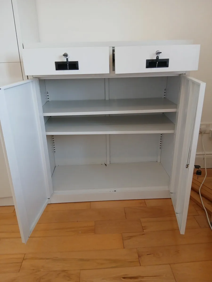 2 white Office storage Units with locks - Image 3